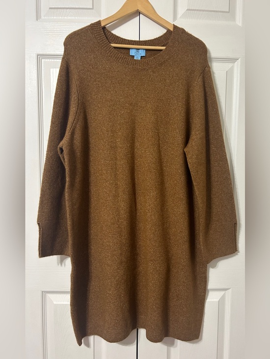 CeCe Dresses & Skirts - CeCe Women’s Sweater Dress Toasted Brown Pullover NWT Size XL